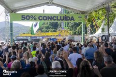 Cerim&ocirc;nia de 50% da conclus&atilde;o da Ponte de Guaratuba e Missa aos Trabalhadores