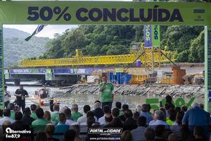 Cerim&ocirc;nia de 50% da conclus&atilde;o da Ponte de Guaratuba e Missa aos Trabalhadores