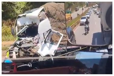 V&Iacute;DEO: Motorista morre em colis&atilde;o com caminh&atilde;o na Fern&atilde;o Dias, sentido Atibaia