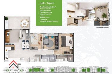 Apartamento &agrave; venda - 74m&sup2; - Nova Gard&ecirc;nia