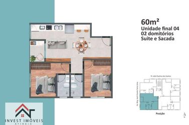 Apartamento &agrave; venda - 60m&sup2; - Centro