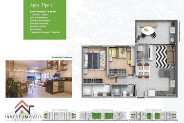 Apartamento &agrave; venda - 74m&sup2; - Nova Gard&ecirc;nia