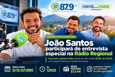 Jo&atilde;o Santos participa de entrevista especial na R&aacute;dio Regional nesta ter&ccedil;a-feira (20)