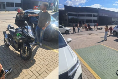 Colis&atilde;o entre carro e moto deixa motociclista ferido no bairro Souza Cruz
