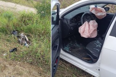 Motociclista fica ferido ap&oacute;s colis&atilde;o com carro na BR-470