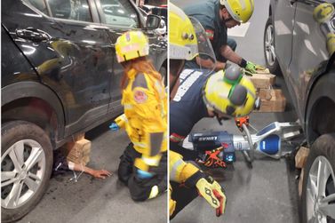 Homem fica preso sob carro ap&oacute;s ser atropelado em p&aacute;tio de supermercado