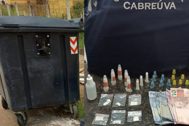     Lixeira &eacute; usada como esconderijo de drogas em Cabre&uacute;va