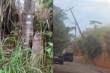 Moradores alertam para postes tortos na Estrada do Quito Gordo