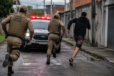 Homem tenta fugir, mas &eacute; preso pela PM em Canoinhas