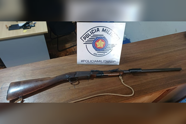 Pol&iacute;cia Militar apreende espingarda em propriedade rural de Lagoa Branca