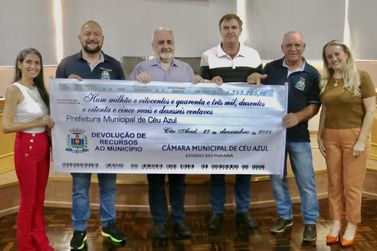 C&acirc;mara Municipal de C&eacute;u Azul devolveu quase R$ 2 milh&otilde;es ao Executivo 