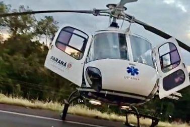 Acidente na rodovia mobiliza resgate com helic&oacute;ptero do SAMU