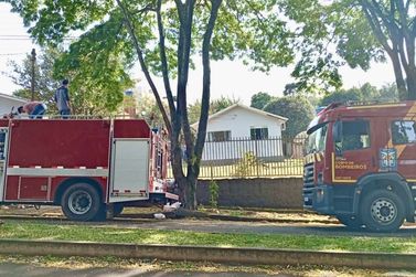 Ed&iacute;cula fica totalmente destru&iacute;da pelas chamas, em Matel&acirc;ndia