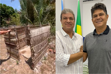 Prefeito e cunhado silenciam sobre pol&ecirc;mica do banheiro de palha em escola