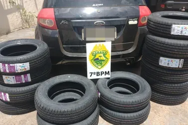 Dois homens são presos com carga de pneus irregular