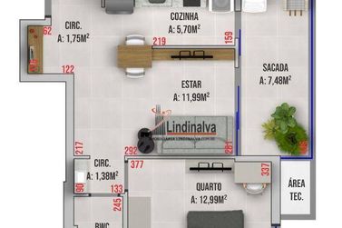 Apartamento &agrave; venda - 44m&sup2; - Edif&iacute;cio Residencial Mir&oacute;