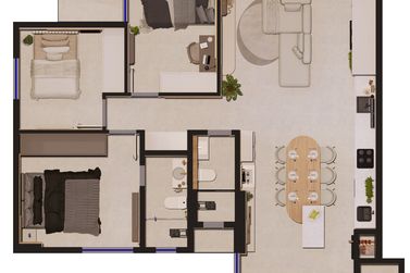 Apartamento &agrave; venda - 64m&sup2; - Centro