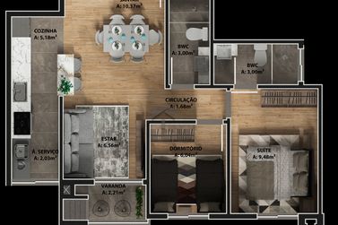 Apartamento &agrave; venda - 67m&sup2; - Porto Meira