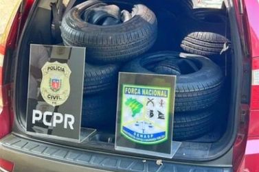 Policiais apreendem veículo paraguaio com pneus contrabandeados do Paraguai