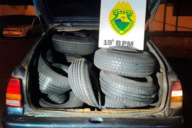 Veículo e pneus contrabandeados são apreendidos pela Polícia Militar