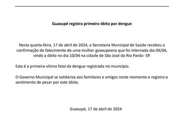 Guaxupé registra primeira morte por Dengue