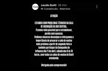 Secretaria de Sa&uacute;de explica falha na vacina&ccedil;&atilde;o e pede desculpas &agrave; popula&ccedil;&atilde;o