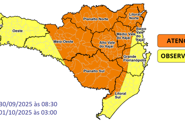  Temporais com chuva pontualmente intensa entre a ter&ccedil;a e a madrugada da quarta