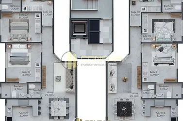 Apartamento &agrave; venda - 105m&sup2; - Meia Praia