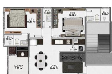Apartamento &agrave; venda - 64m&sup2; - Morretes