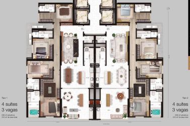 Apartamento &agrave; venda - 284m&sup2; - Centro