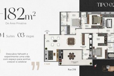 Apartamento &agrave; venda - 182m&sup2; - Meia Praia