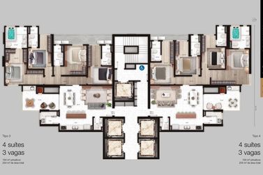 Apartamento &agrave; venda - 164m&sup2; - Centro