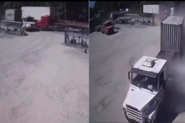 Caminhoneiro evita acidente com manobra impressionante na SC-416 em Itapo&aacute;