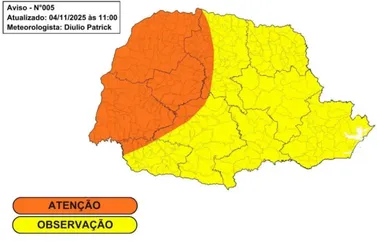 ​Simepar alerta para novos temporais com risco de vendavais e granizo no Paran&aacute;
