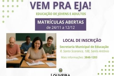 Louveira abre matr&iacute;culas para a Educa&ccedil;&atilde;o de Jovens e Adultos (EJA) 