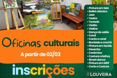 Prefeitura de Louveira abre inscri&ccedil;&otilde;es para oficinas culturais gratuitas