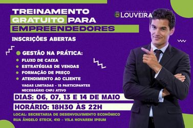 Louveira oferece treinamento gratuito para empreendedores em parceria com o Sebrae