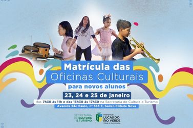 Prefeitura de Lucas do Rio Verde abre matrículas das Oficinas Culturais