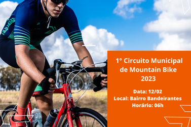 A 1° etapa do Circuito Municipal de Mountain Bike 2023, será neste domingo (12) 