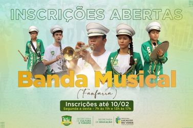 Cultura abre inscrições para novos integrantes da Banda Musical de Lucas do Rio 