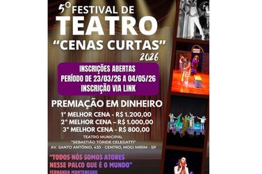 Inscri&ccedil;&otilde;es para o Festival de Teatro Cenas Curtas est&atilde;o abertas
