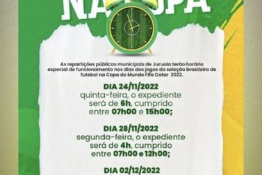 Prefeitura de Juruaia define horário de funcionamento para jogos do Brasil