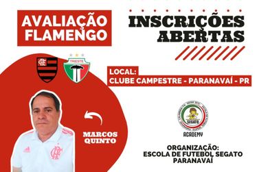 Escola de Futebol Segato está com inscrições abertas para avaliação do Flamengo