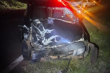 Acidente entre dois veículos na PR-218, em Amaporã, deixa homem ferido