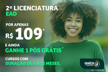 UniCV de Paranavaí oferta cursos para 2ª licenciatura com mensalidade de R$ 109