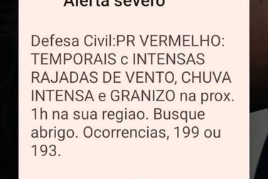 Defesa Civil emite alerta vermelho para temporais no Paran&aacute; nesta sexta-feira (24)