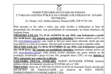 PUBLICA&Ccedil;&Atilde;O LEGAL | EDITAL DE LEIL&Atilde;O 