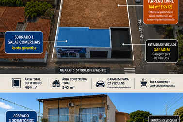 Sobrado &agrave; venda - 484m&sup2; - Centro