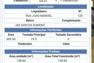 Terreno &agrave; venda - 609m&sup2; - JD SANTOS DUMONT 