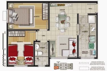 Apartamento &agrave; venda - 46m&sup2; - Gleba Fazenda Palhano